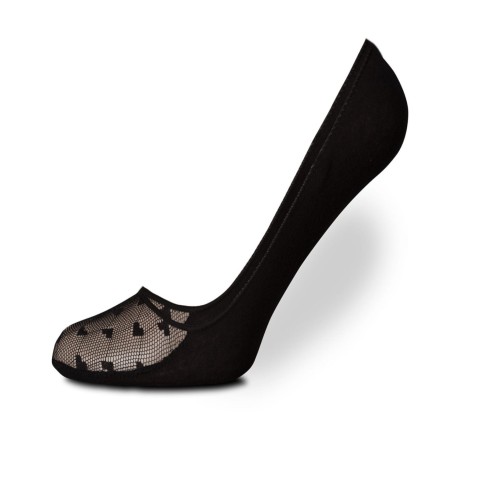 Stopki balerinki damskie koronka serca czarne