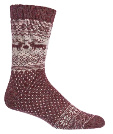 Skarpetki ALPAKA SOCKS 4 FUN w Norweskie Wzory Bordowe
