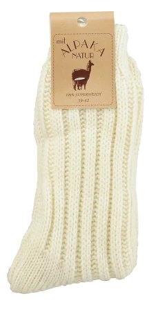 Skarpetki z Wełną Alpaki SOCKS 4 FUN Bardzo Ciepłe kremowe