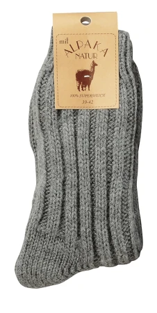Skarpetki z Wełną Alpaki SOCKS 4 FUN Bardzo Ciepłe popiel ciemny