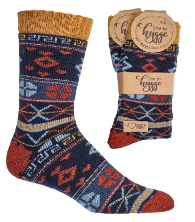 Skarpetki z Wełną SOCKS 4 FUN w Norweskie Wzory Granatowe