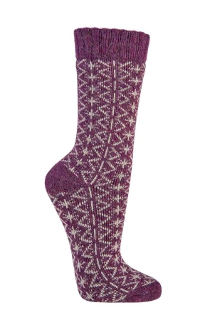 Skarpetki Wełniane SOCKS 4 FUN Kolorowe Ciepłe Fiolet Ciemny