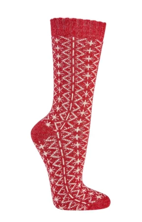 Skarpetki Wełniane SOCKS 4 FUN Kolorowe Ciepłe Czerwone