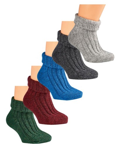 Skarpetki niemowlęce WEŁNIANE kolorowe Wywijane