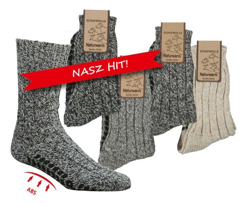 Skarpetki Wełniane SOCKS 4 FUN Bardzo Ciepłe z ABS-em