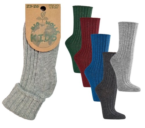 Skarpetki dziecięce z 40% BIO WEŁNA ciepłe i grube