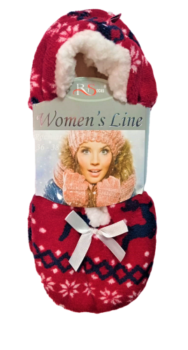 Baletki damskie futro Norweskie Wzory renifery