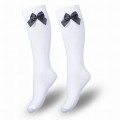 Podkolanówki damskie bawełniane kokardka białe