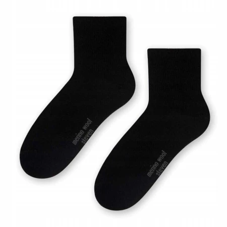 Skarpetki Damskie z Wełny Merynosów Steven Merino Wool Czarne