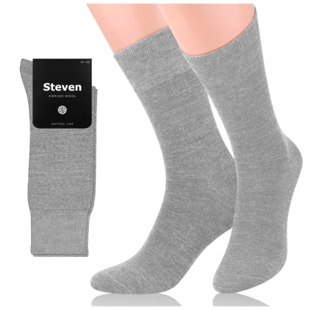 Skarpetki Męskie z Wełny Merynosów Steven Merino Wool Popielate