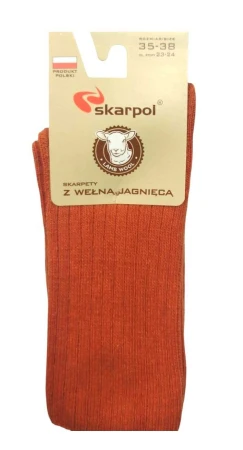 Skarpetki z Wełny Jagnięcej Bezuciskowe Skarpol rudy.jpg
