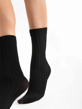 Skarpetki w Prążek Fiore Basico 40 DEN black