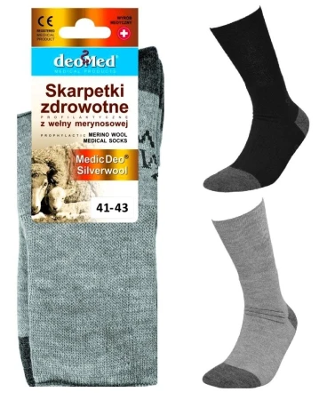 Skarpety Bezuciskowe Medyczne SILVERWOOL z Wełną, Ciepłe, Antybakteryjne