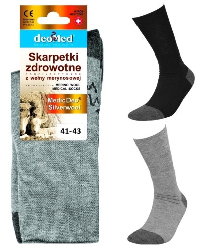 Skarpety Bezuciskowe Medyczne SILVERWOOL z Wełną, Ciepłe, Antybakteryjne