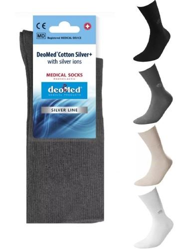 Skarpety Cotton SILVER+ Medyczne, bezuciskowe, bawełniane DeoMed