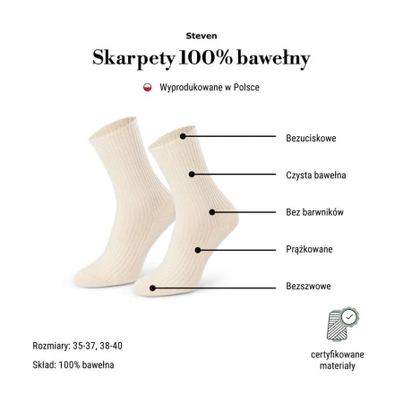 Skarpetki Damskie Bezuciskowe Bez Barwników 100% bawełna Steven 4.jpg
