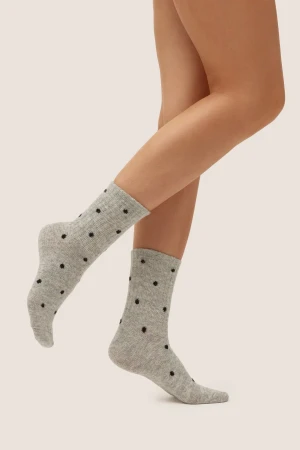 Skarpetki Damskie z Wełną Merino Gabriella GB005 w Kropki Ciepłe Light Melange.webp